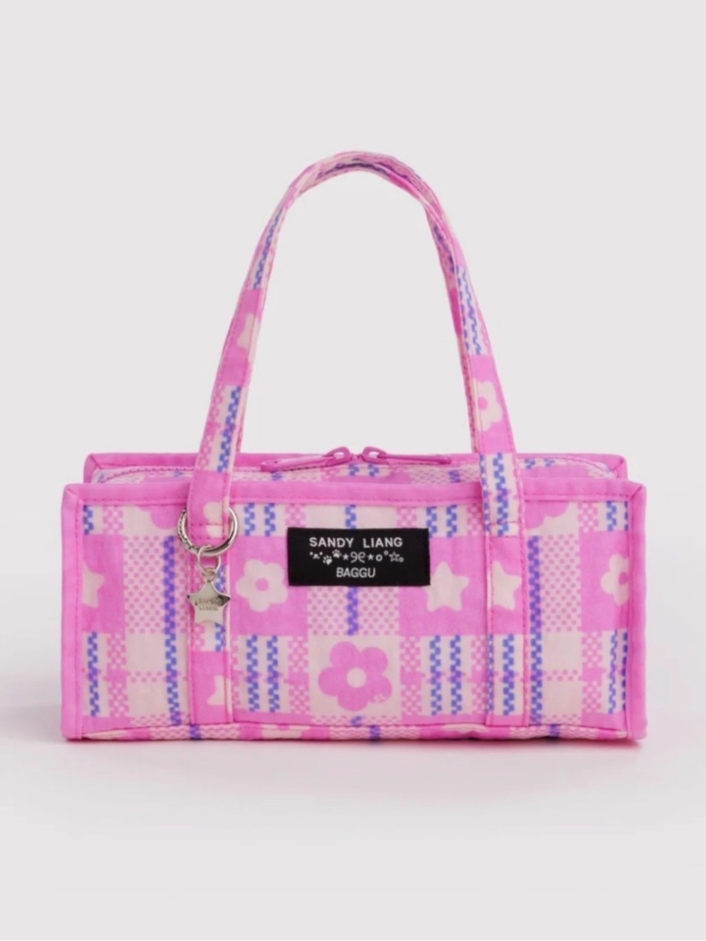 BAGGU Sandy Liang Mini Nylon Market Bag Pink Floral & Star Mini Crossbody